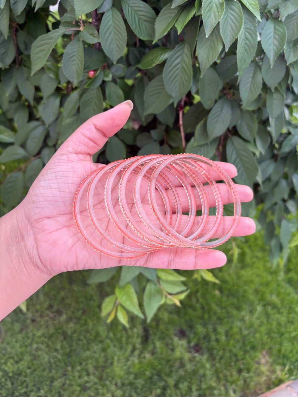 Peach Glass Kashmiri Bangle Set - Women Jewelry